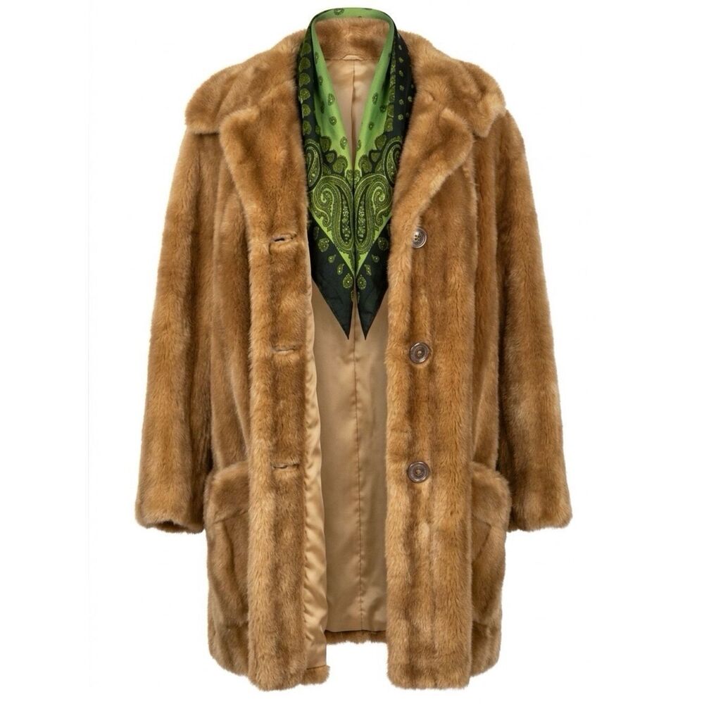 VINTAGE FAWN MINK FAUX FUR COAT BY MINCARA STYLED BY RUSSEL TAYLOR